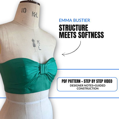 'Emma' Bustier PDF Sewing Pattern and Video Tutorial in 7 sizes