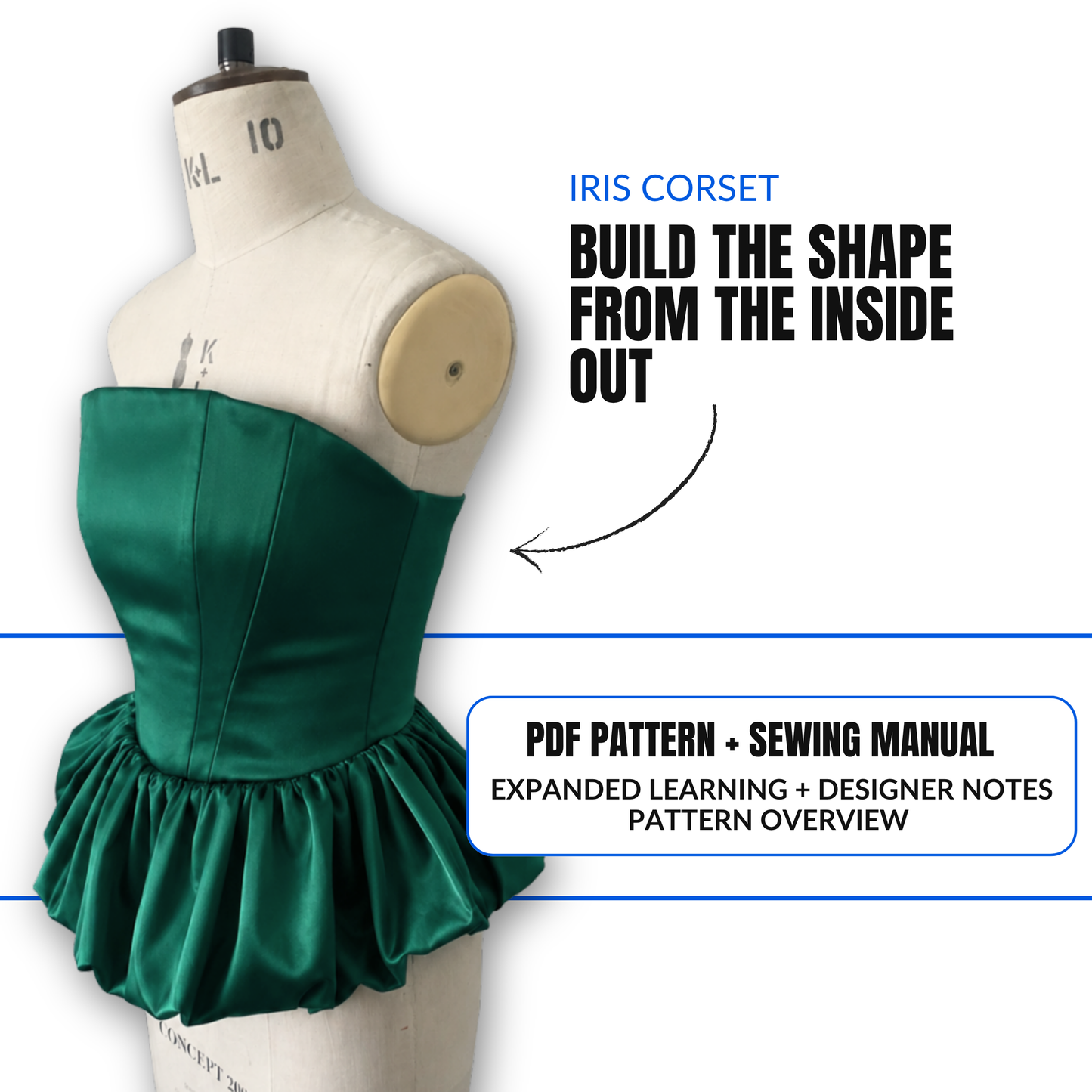 'Iris' Bubble Hem Corset PDF Sewing Pattern and Sewing Instructions
