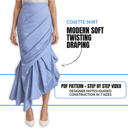 'Cosette' Skirt PDF Sewing Pattern and Video Tutorial in 7 sizes