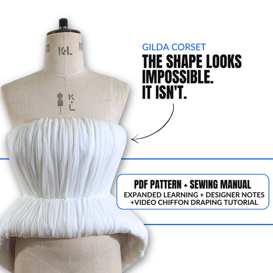 'Gilda' Sculpted Corset PDF Sewing Pattern and Sewing Instructions in 7 sizes