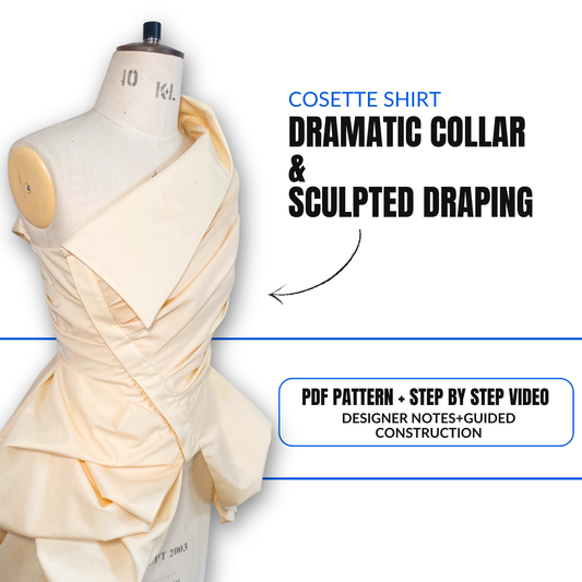 'Cosette' Shirt PDF Sewing Pattern and Video Tutorial in 7 sizes