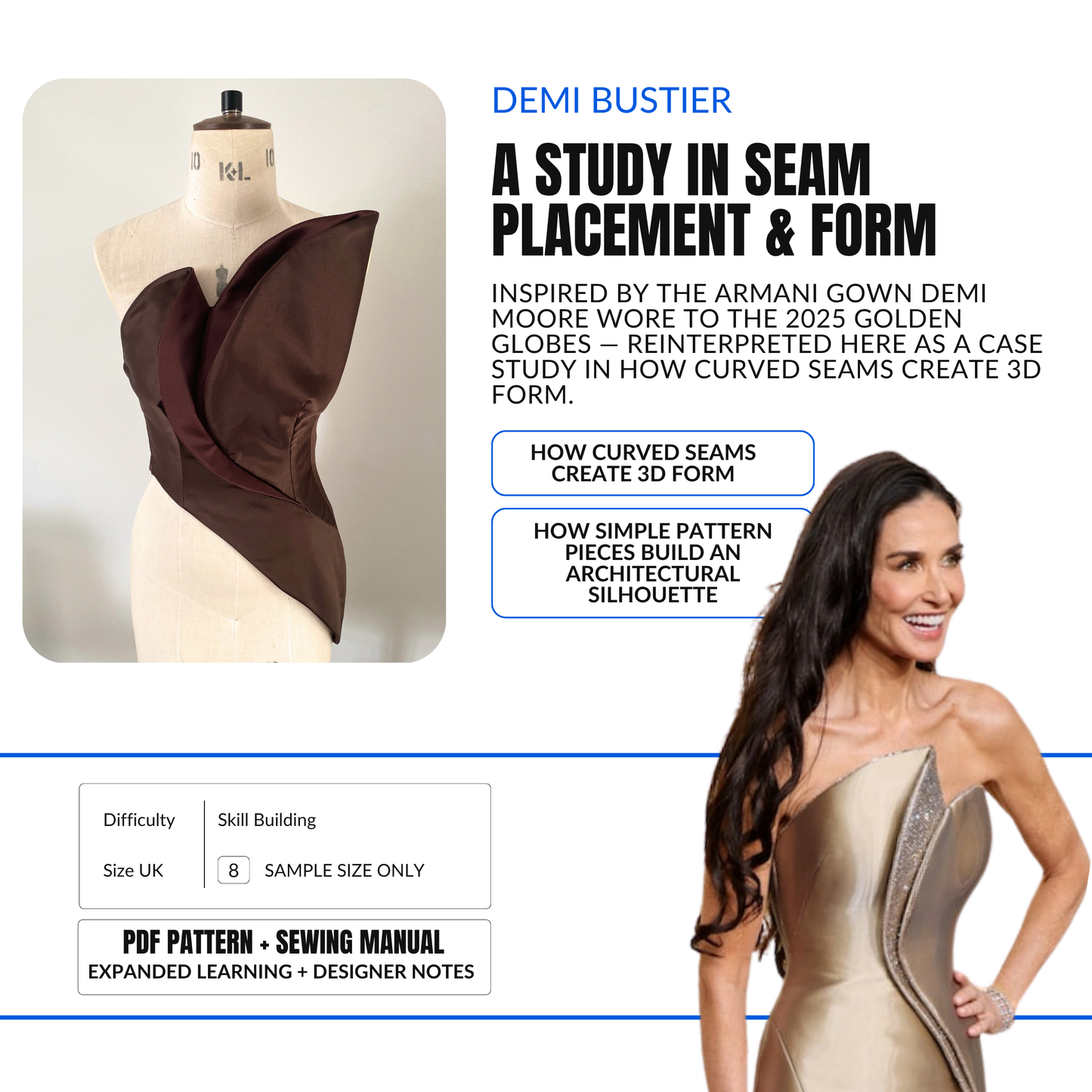 'Demi' Bustier Corset Top PDF Sewing Pattern and Sewing Instructions