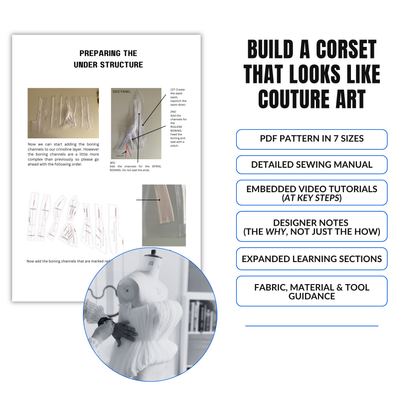 'Gilda' Sculpted Corset PDF Sewing Pattern and Sewing Instructions in 7 sizes