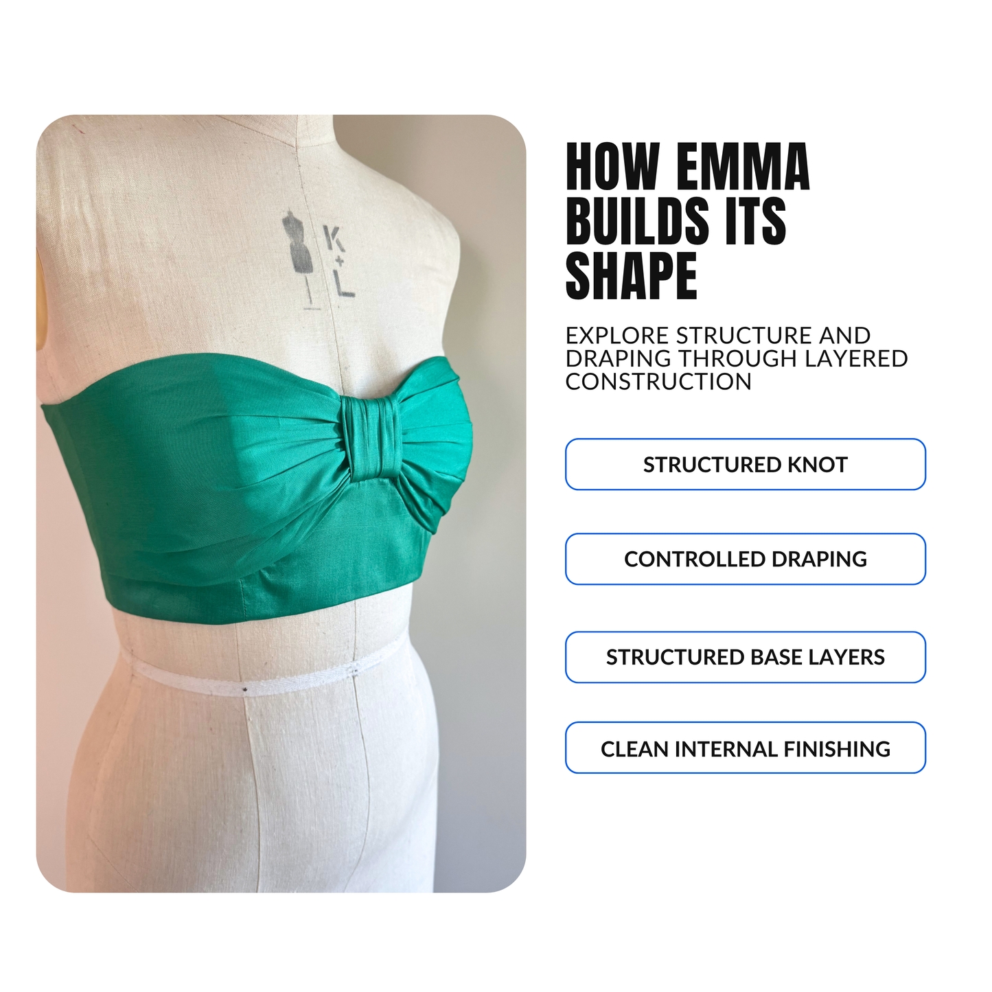 'Emma' Bustier PDF Sewing Pattern and Video Tutorial in 7 sizes