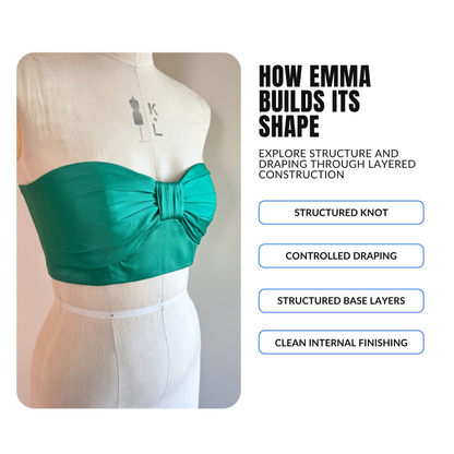 'Emma' Bustier PDF Sewing Pattern and Video Tutorial in 7 sizes