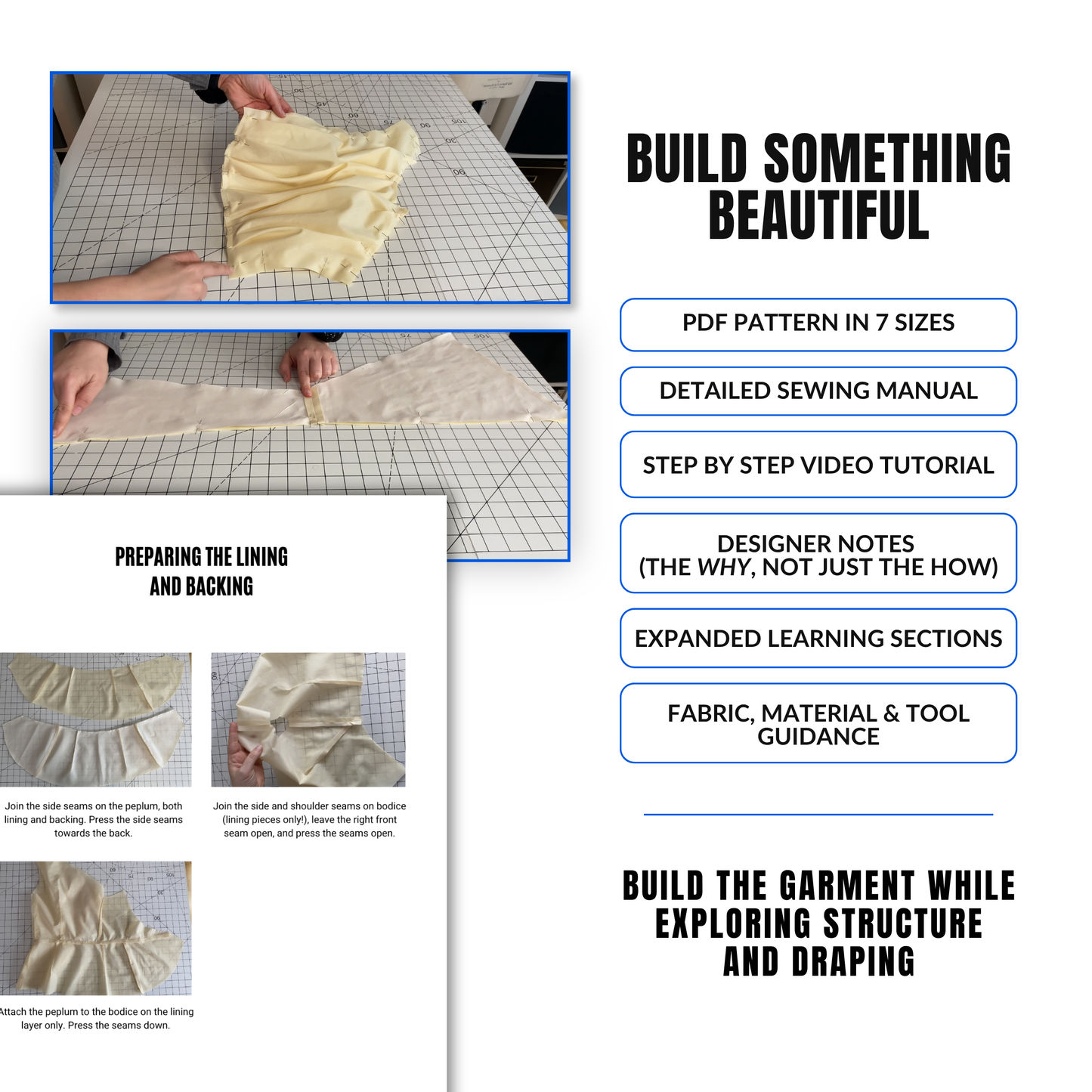 'Cosette' Shirt PDF Sewing Pattern and Video Tutorial in 7 sizes
