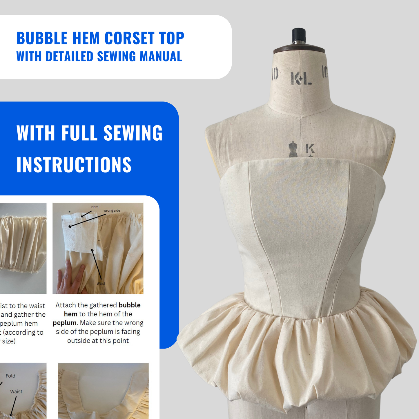 'Iris' Bubble Hem Corset PDF Sewing Pattern and Sewing Instructions