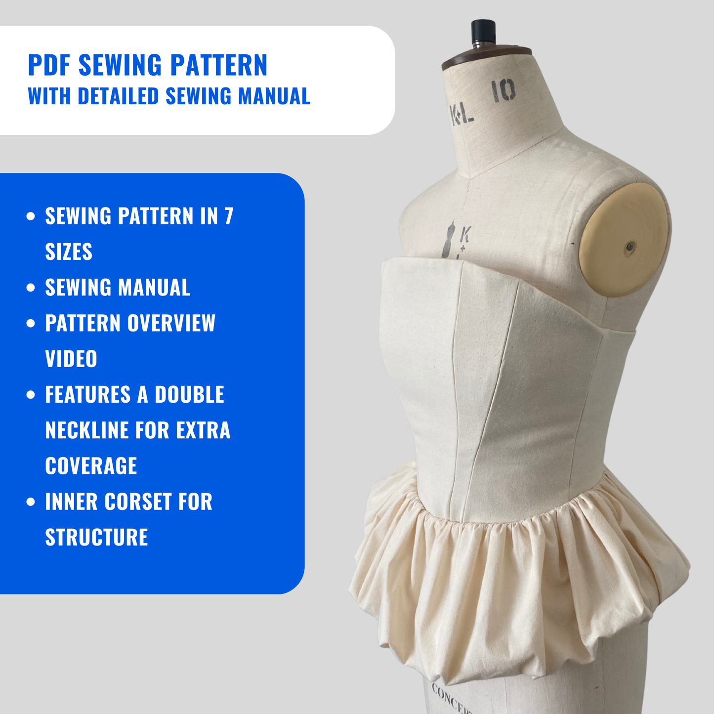 'Iris' Bubble Hem Corset PDF Sewing Pattern and Sewing Instructions