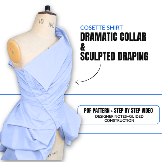 'Cosette' Shirt PDF Sewing Pattern and Video Tutorial in 7 sizes