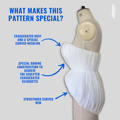 'Gilda' Sculpted Corset PDF Sewing Pattern and Sewing Instructions in 7 sizes