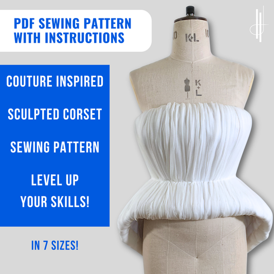 'Gilda' Sculpted Corset PDF Sewing Pattern and Sewing Instructions in 7 sizes