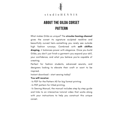 'Gilda' Sculpted Corset PDF Sewing Pattern and Sewing Instructions in 7 sizes