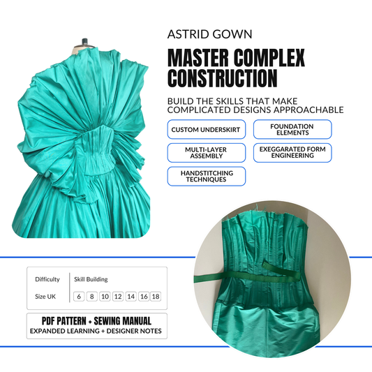 'Astrid' Gown PDF Sewing Pattern and Sewing Instructions in 7 sizes